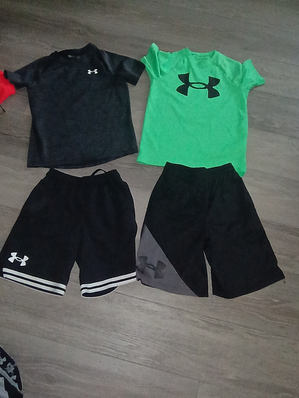 Under Armour Black & Neon Green Boys Athletic Tee and Shorts Set